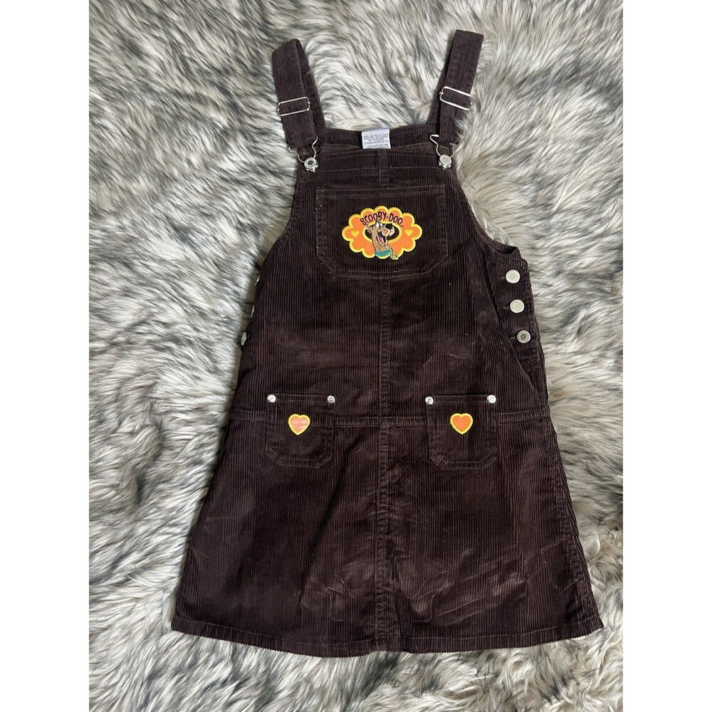 Vintage Y2k Scooby Do Brown Corduroy Overalls Dress Girls M